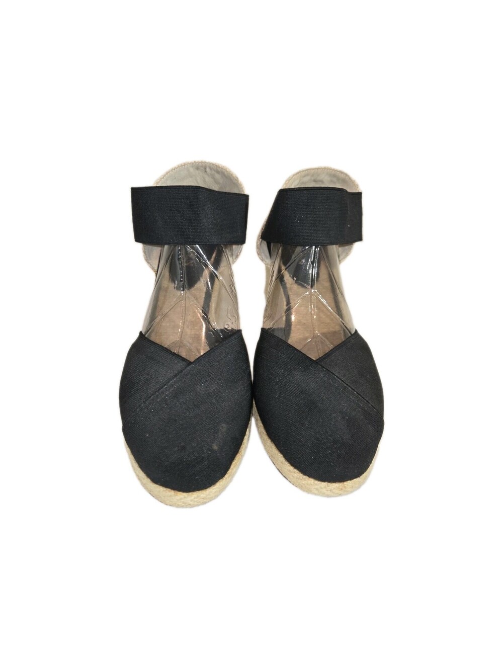 Lauren Ralph Lauren  Charla Wedge Shoe Women's Sz 10 B Rafia Heel Fabric Top